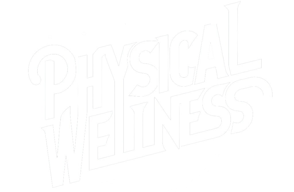 The image you uploaded features the phrase "Physical Wellness" in a dynamic, angled font. The text has a playful and energetic flow, with the words positioned slightly askew from one another. The white text is set against a transparent background, making it appear modern and light. "Physical Wellness text, dynamic and angled font, playful and energetic design, white on transparent background."